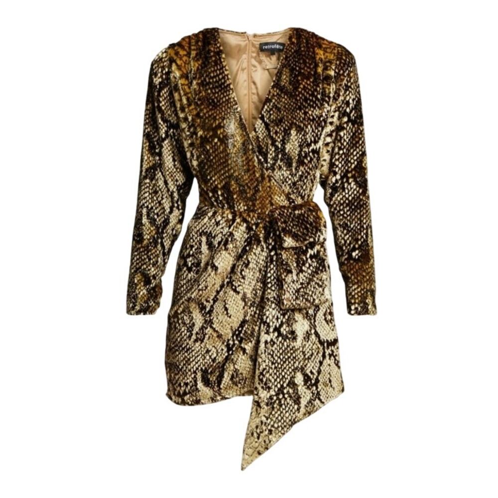 Retrofete Gold Snake Print Cocktail Mini Dress New With‎ Tags Size XS - Picture 3 of 9
